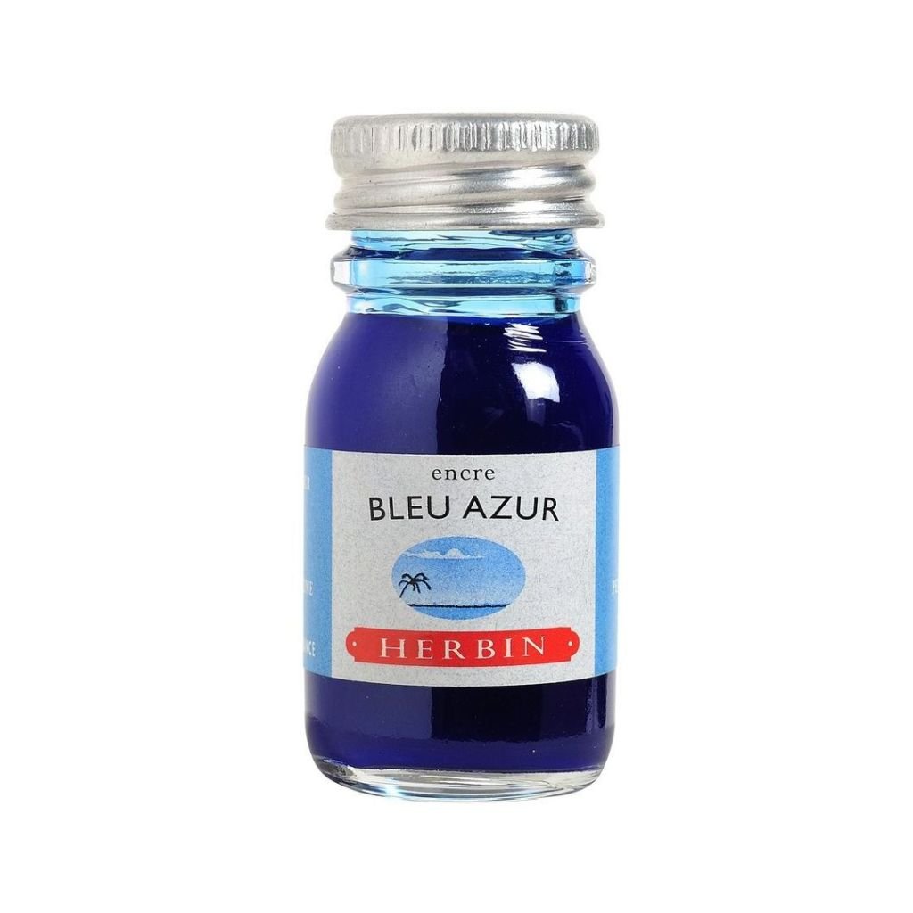 J. Herbin Fountian Pen Inks - 10 ML Bottle - Bleu Azur (Azure Blue)