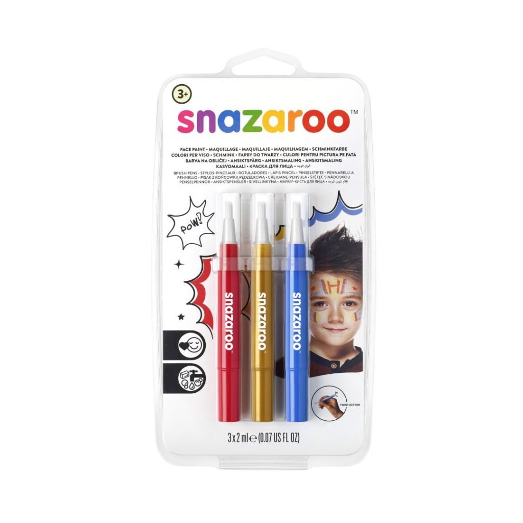 Snazaroo Face Paint Brush Pens - Adventure - Pack of 3