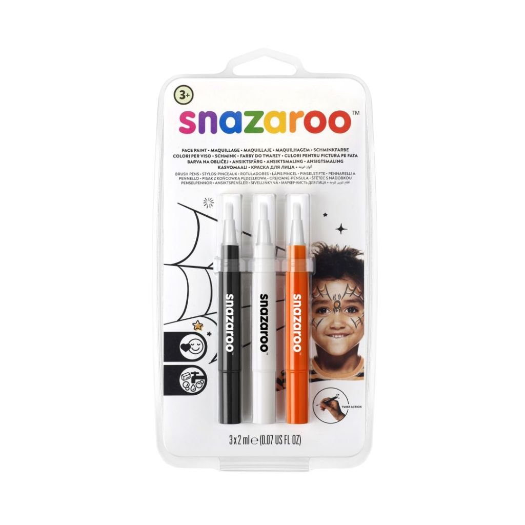 Snazaroo Face Paint Brush Pens - Halloween - Pack of 3