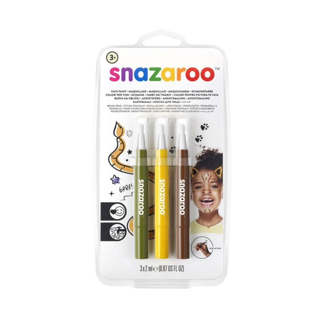 Snazaroo Face Paint Brush Pens - Jungle - Pack of 3