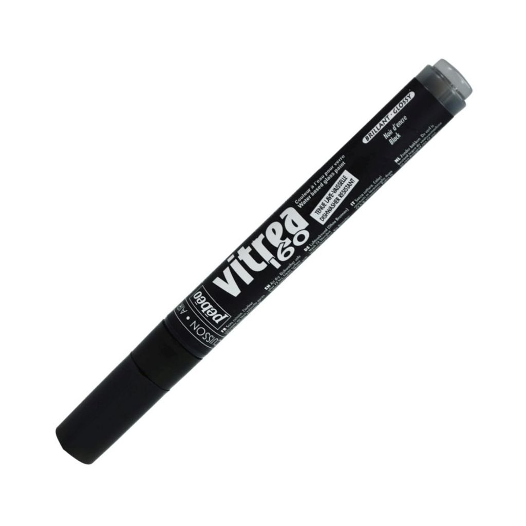 Pebeo Vitrea 160 Glass Paint Marker - Gloss - Bullet Tip - 1.2 MM - Ink Black (88)