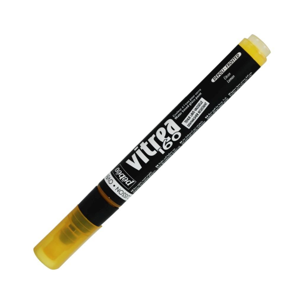 Pebeo Vitrea 160 Glass Paint Marker - Frosted - Bullet Tip - 1.2 MM - Lemon (90)
