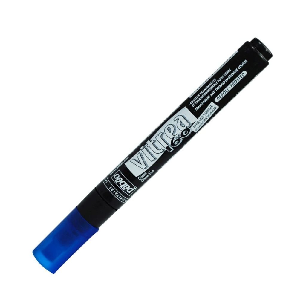 Pebeo Vitrea 160 Glass Paint Marker - Frosted - Bullet Tip - 1.2 MM - Gitane Blue (94)
