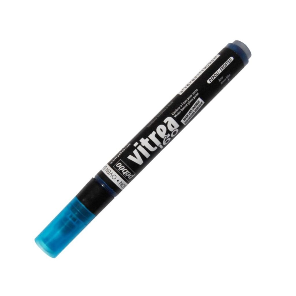 Pebeo Vitrea 160 Glass Paint Marker - Frosted - Bullet Tip - 1.2 MM - Azure Blue (95)