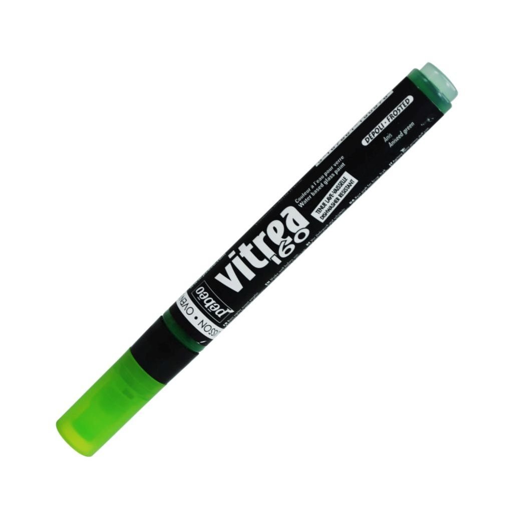 Pebeo Vitrea 160 Glass Paint Marker - Frosted - Bullet Tip - 1.2 MM - Aniseed Green (97)