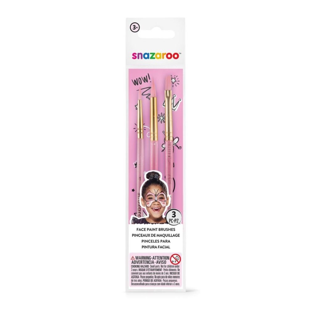 Snazaroo Pink Starter Brushes for Face Paints - Set of 3