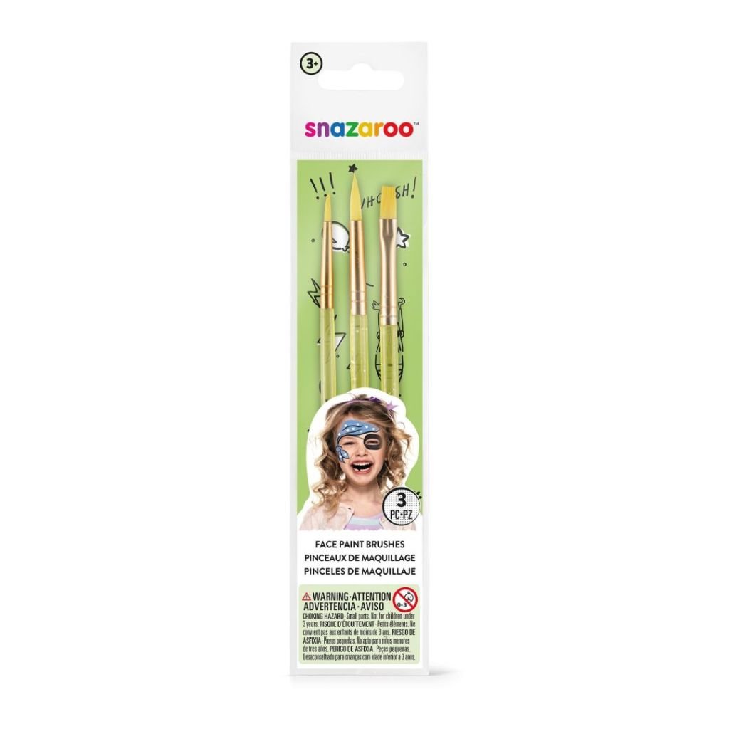 Snazaroo Green Starter Brushes for Face Paints - Set of 3