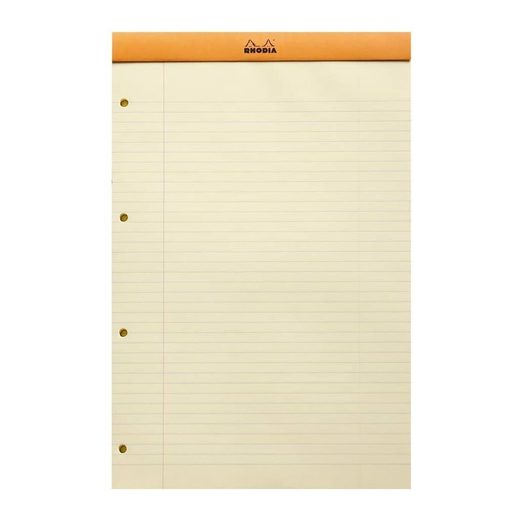 Rhodia - Basics Punched Orange No. 119 - Stapled - Lined + Margin Notepad - A4+ (210 mm x 310 mm or 8.3