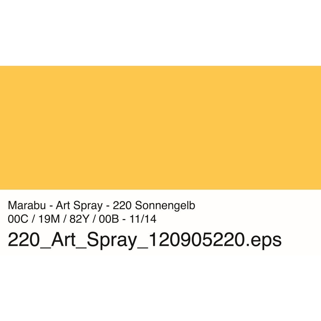 Marabu Art Spray - Acrylic Paint - 50 ML Spray Bottle - Sunshine Yellow (220)