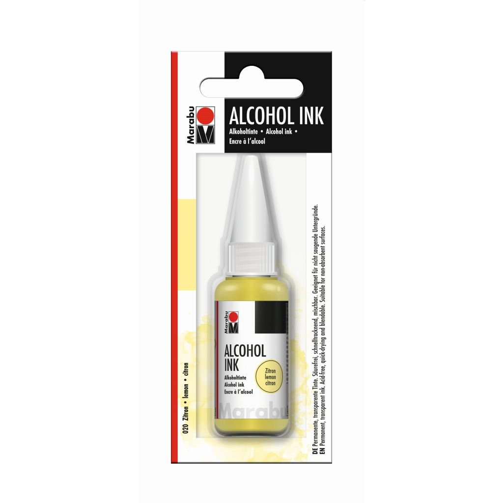 Marabu Alcohol Ink - Bottle of 20 ML - Lemon (020) - Blister Pack