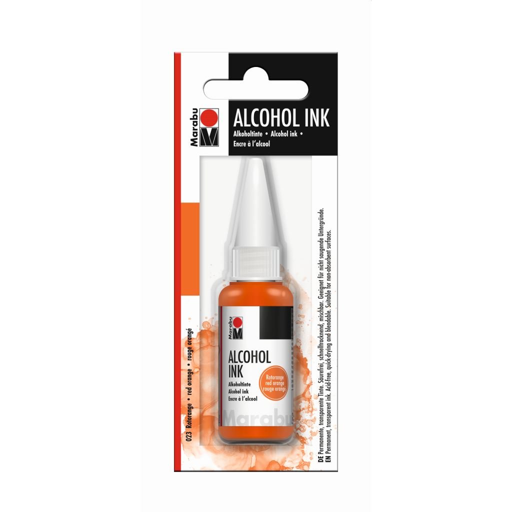 Marabu Alcohol Ink - Bottle of 20 ML - Red Orange (023) - Blister Pack