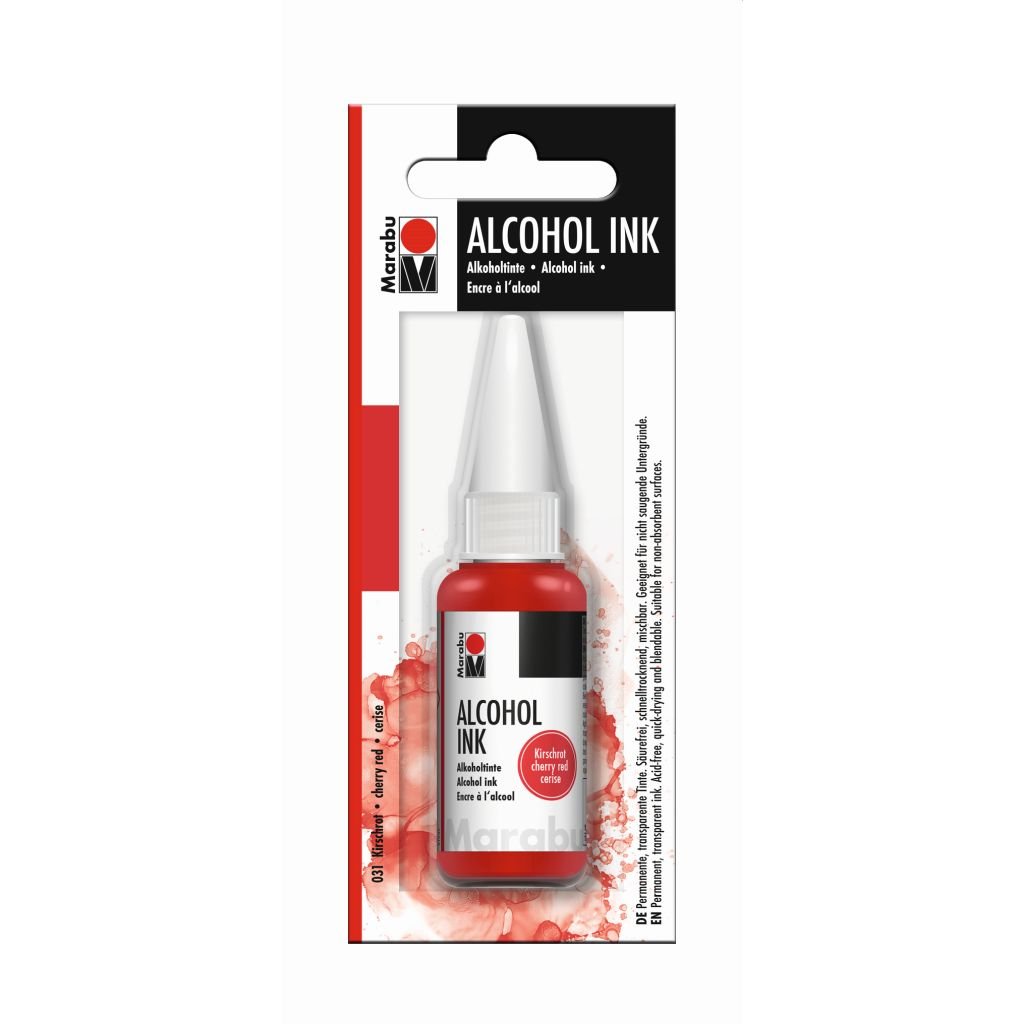 Marabu Alcohol Ink - Bottle of 20 ML - Cherry Red (031) - Blister Pack