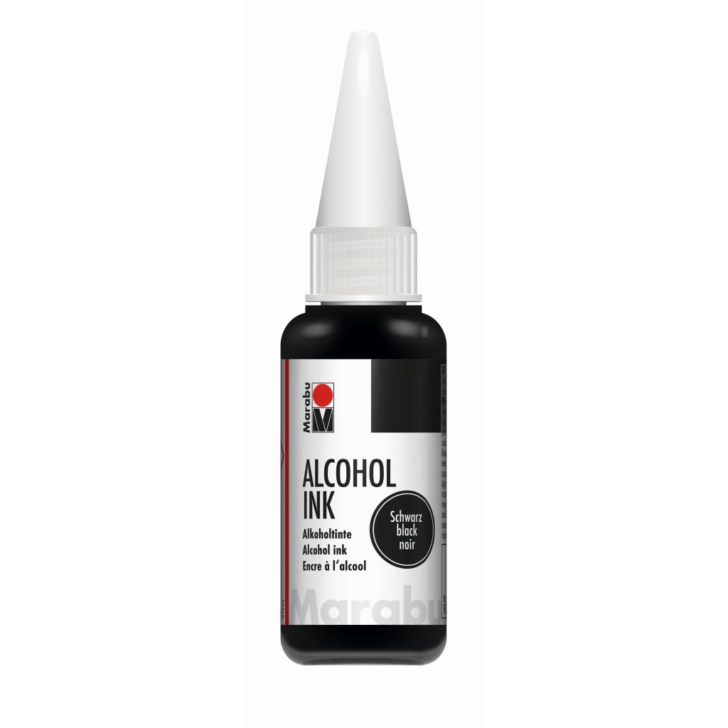 Marabu Alcohol Ink - Bottle of 20 ML - Black (073) - Blister Pack