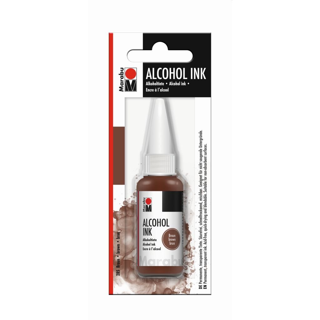 Marabu Alcohol Ink - Bottle of 20 ML - Brown (285) - Blister Pack