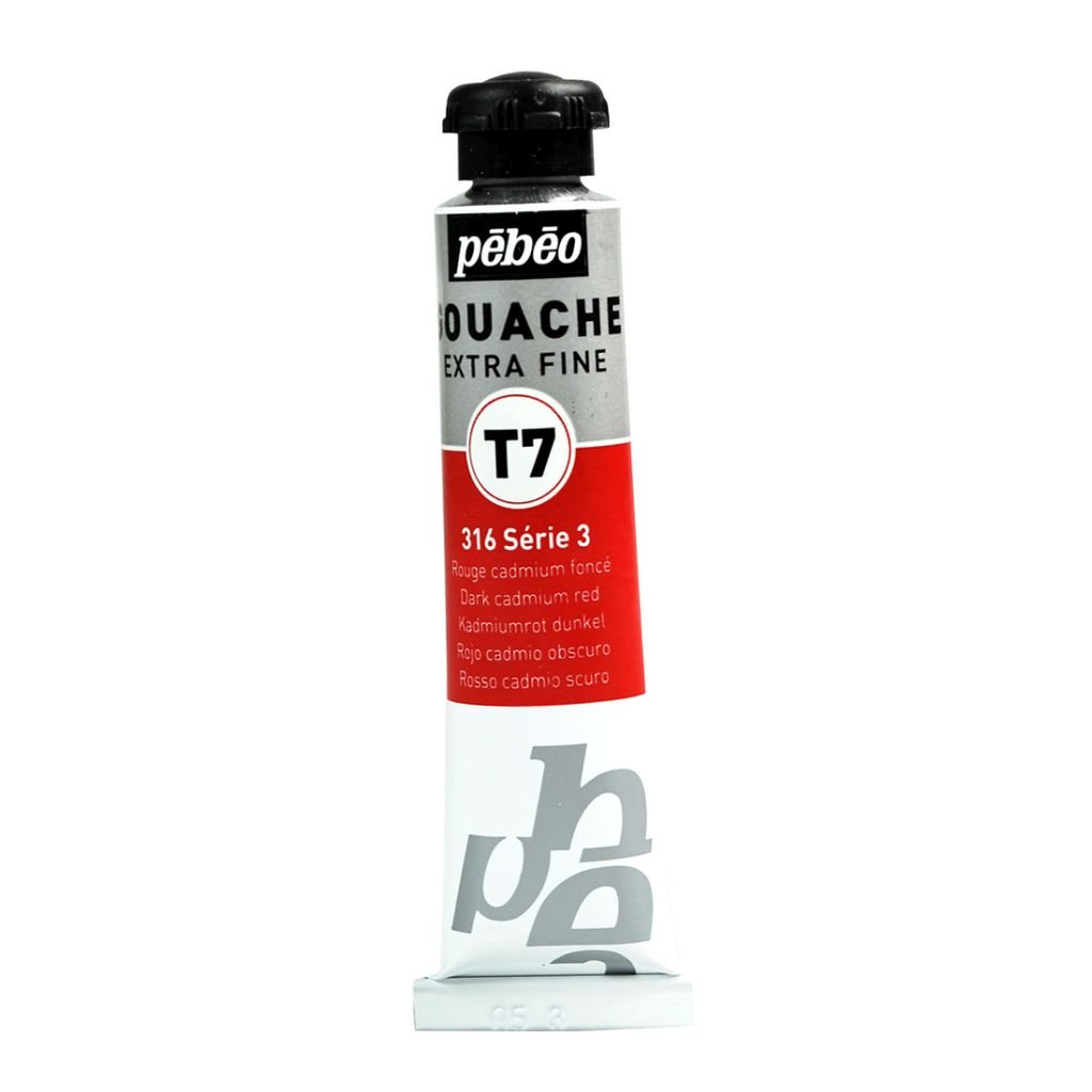 Pebeo Gouache Extra Fine T7 Paint - Dark Cadmium Red (316) - 20 ML Tube