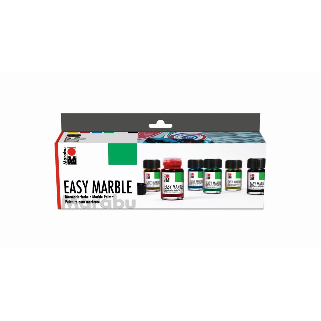 Marabu Easy Marble - Marbling Paint - Starter Set of 6 x 15 ML Bottle