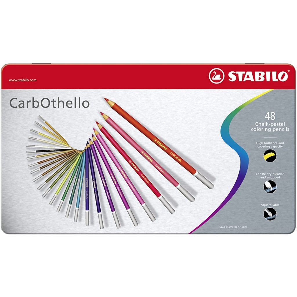 Stabilo CarbOthello - Chalk Pastel Pencil - Metal Box of 48 Assorted Colours