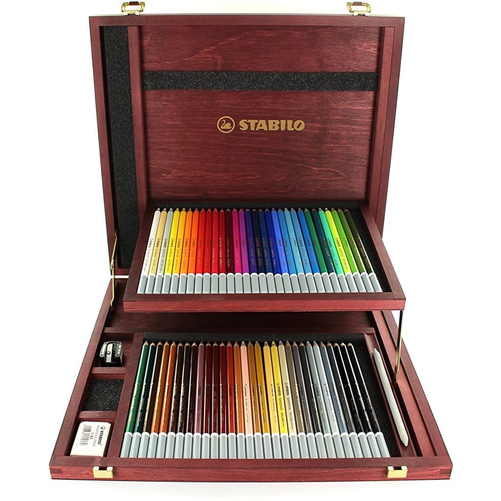 Stabilo CarbOthello - Chalk Pastel Pencil - Wooden Box of 60 Assorted Colours
