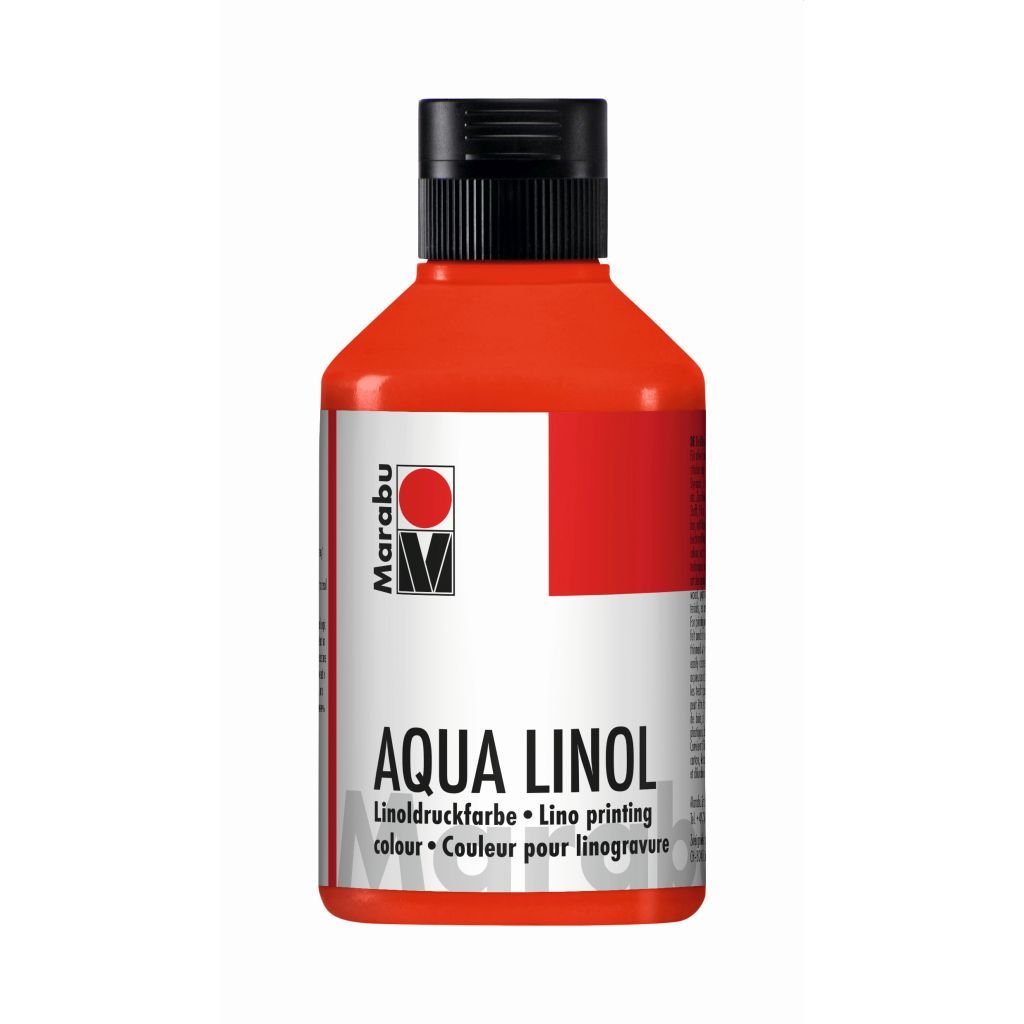 Marabu Aqua Lino Printing Colour - Bottle of 250 ML - Vermilion (006)