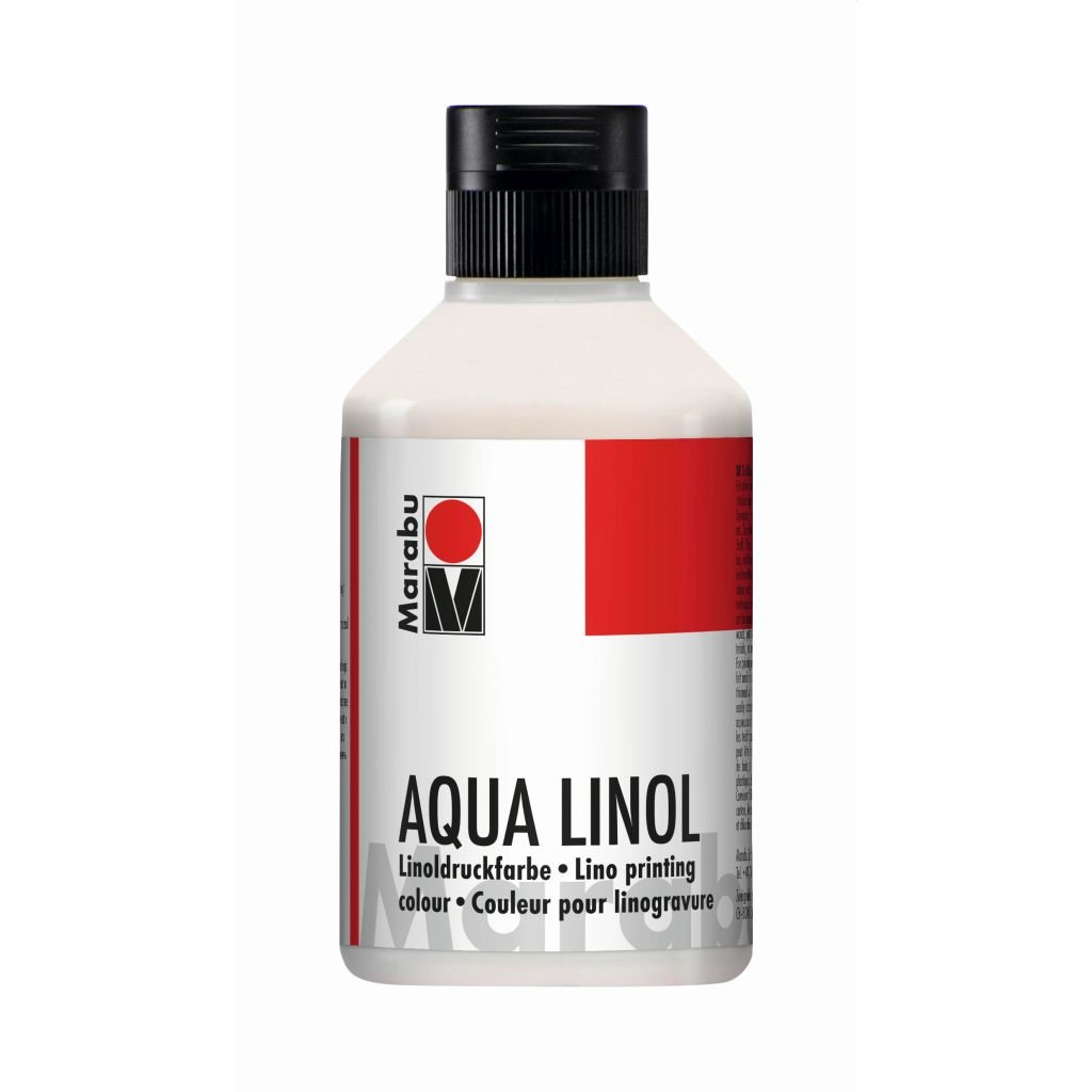 Marabu Aqua Lino Printing Colour - Bottle of 250 ML - White (070)