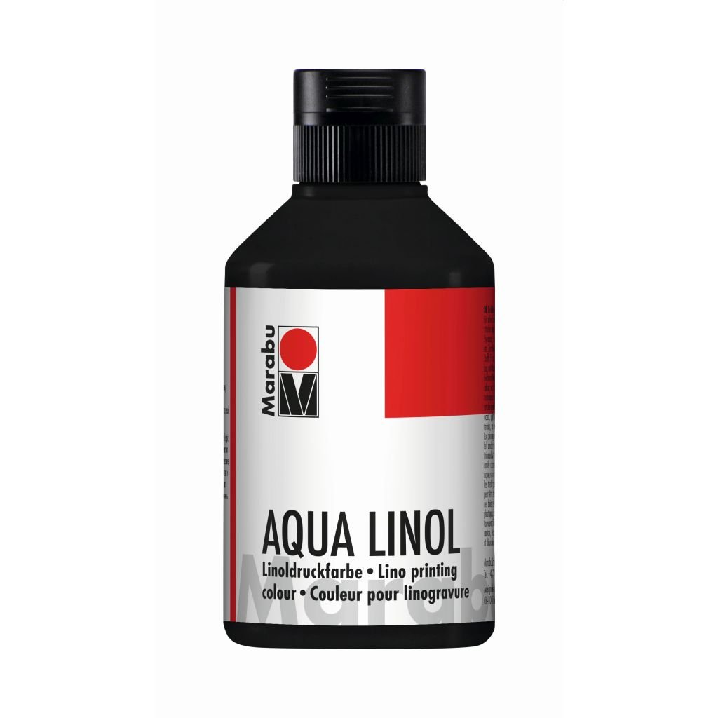 Marabu Aqua Lino Printing Colour - Bottle of 250 ML - Black (073)