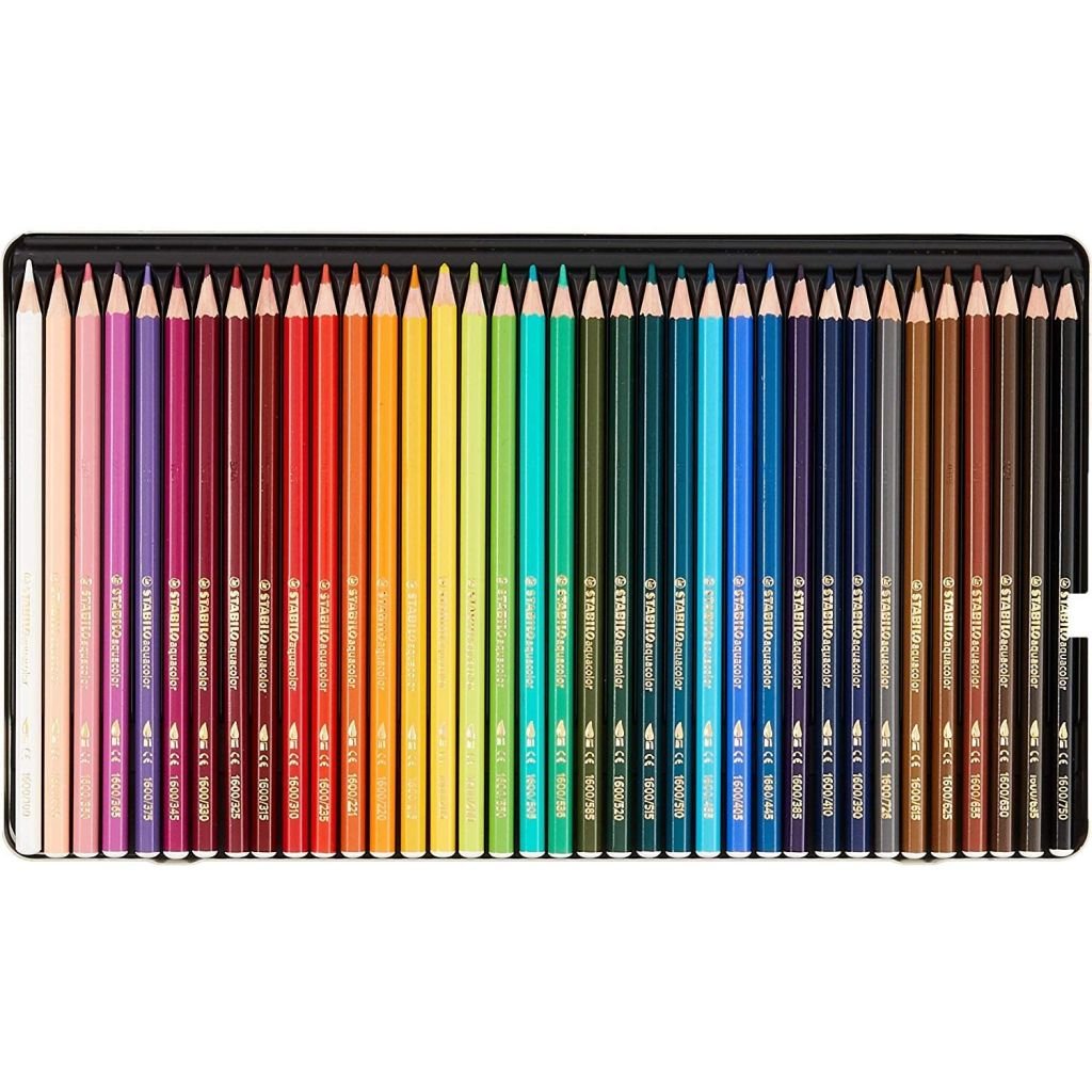 Stabilo Aquacolour - Watercolour Pencil - Metal Box of 36 Assorted Colours