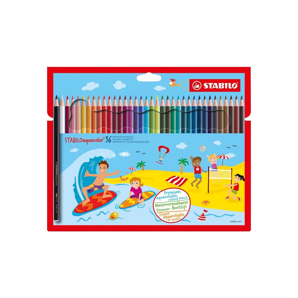 Stabilo Aquacolour - Watercolour Pencil - Cardboard Box of 36 Assorted Colours
