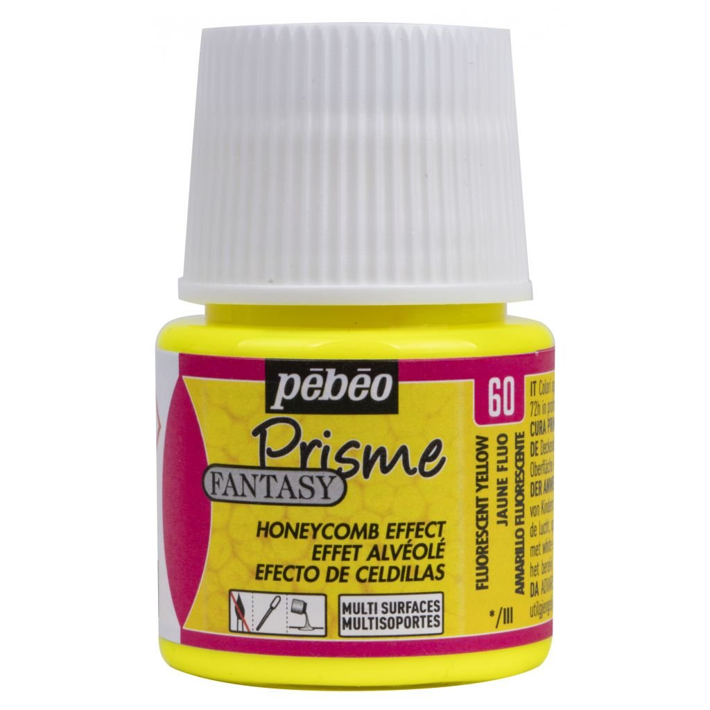 Pebeo Fantasy Prisme Paint - 45 ML Bottle - Fluorescent Yellow (60)