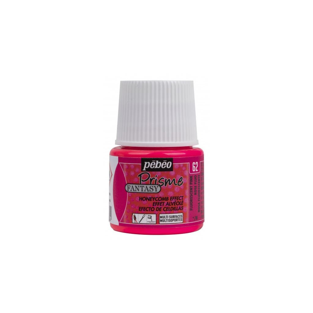 Pebeo Fantasy Prisme Paint - 45 ML Bottle - Fluorescent Pink (62)