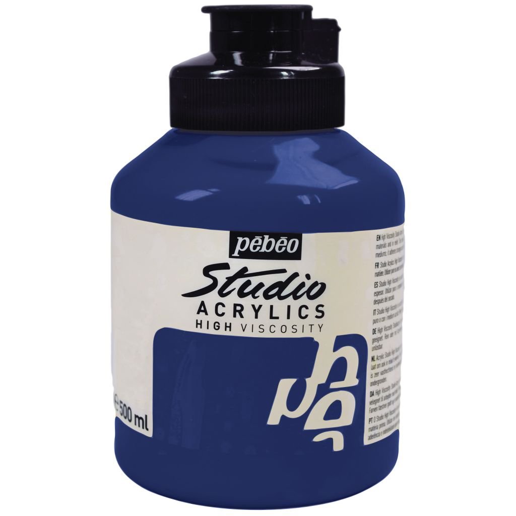 Pebeo High Viscosity Studio Acrylics - Phthalocyanine Blue (17) - Jar of 500 ML