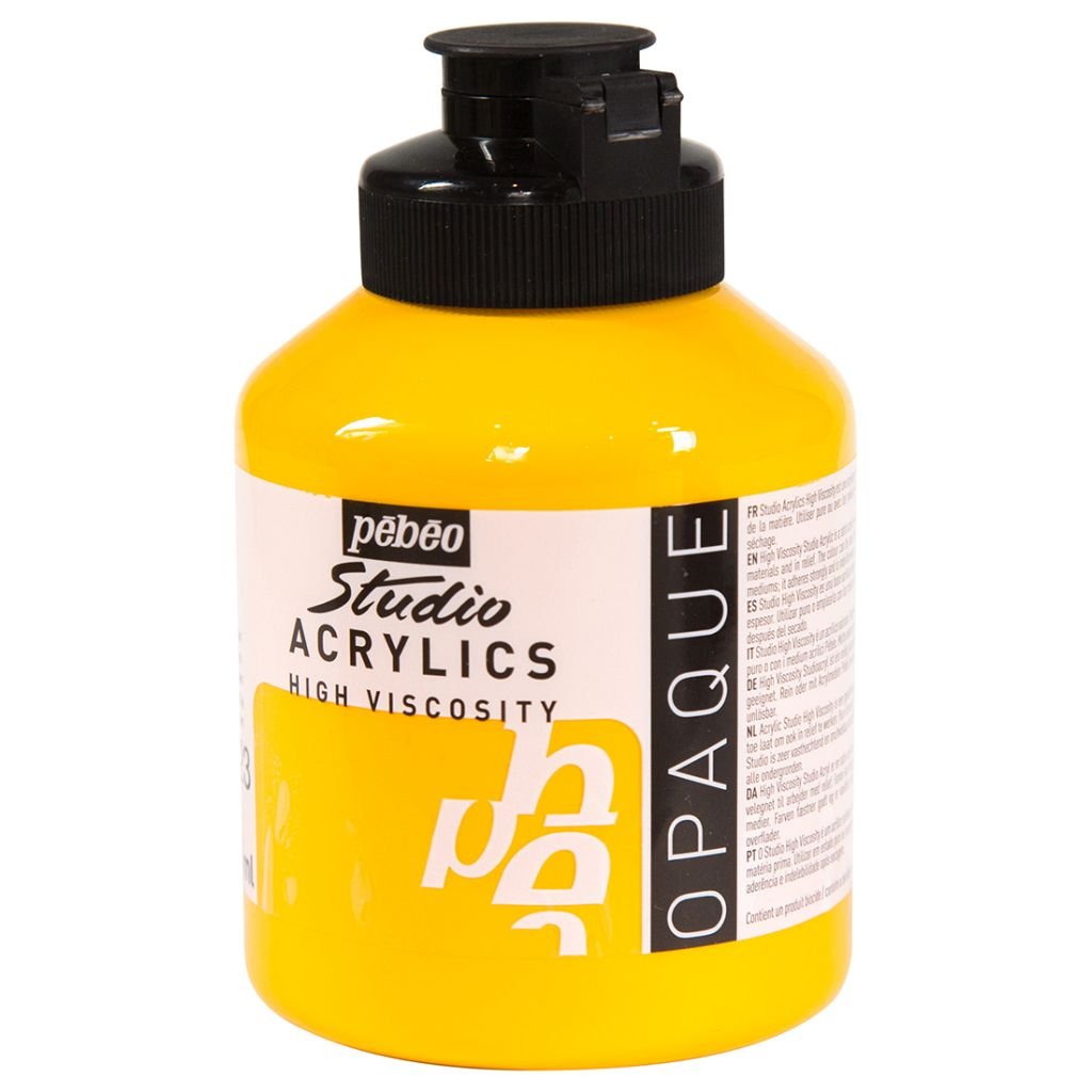Pebeo High Viscosity Studio Acrylics - Medium Cadmium Yellow Hue (23) - Jar of 500 ML