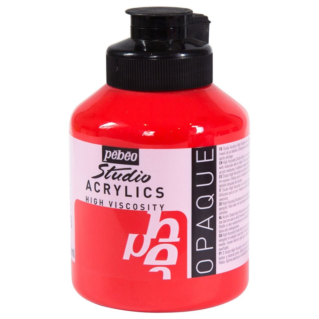 Pebeo High Viscosity Studio Acrylics - Cadmium Red Hue (33) - Jar of 500 ML