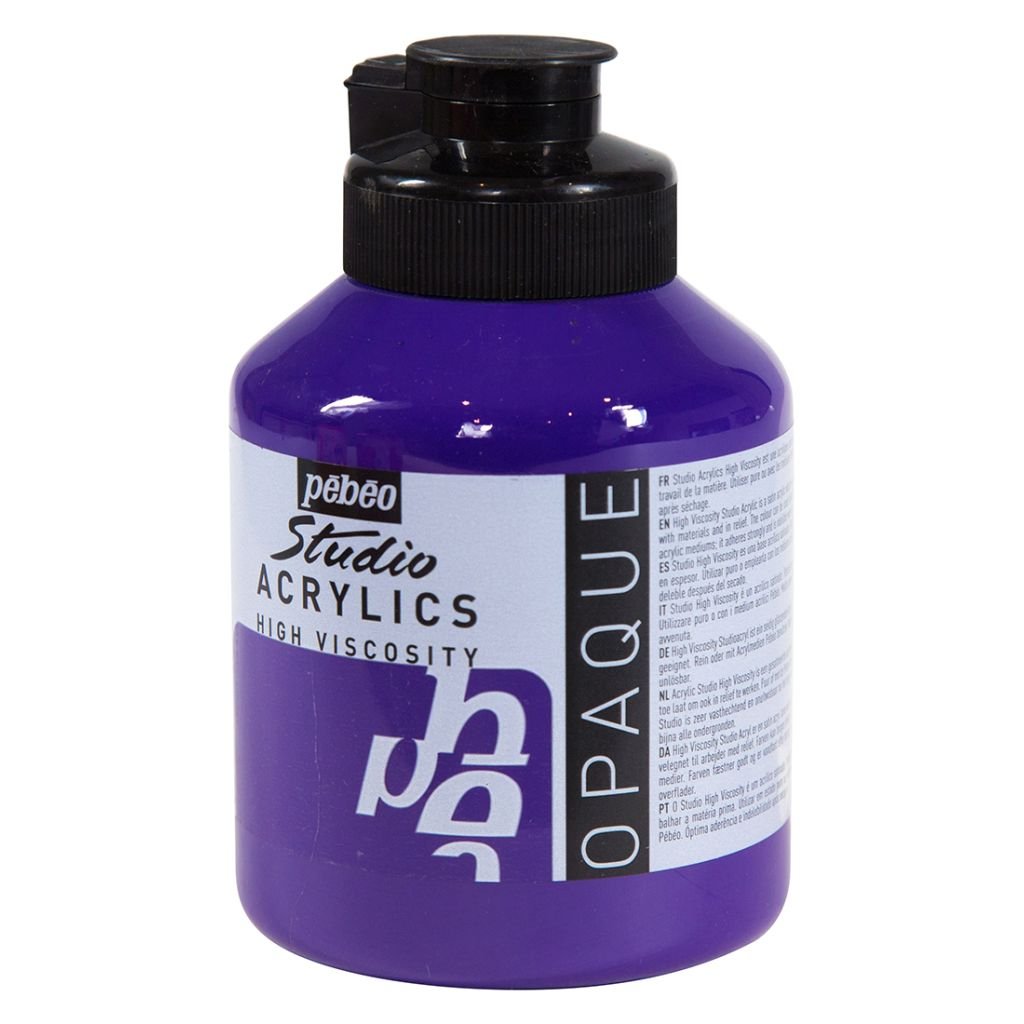 Pebeo High Viscosity Studio Acrylics - Dark Cobalt Violet Hue (47) - Jar of 500 ML