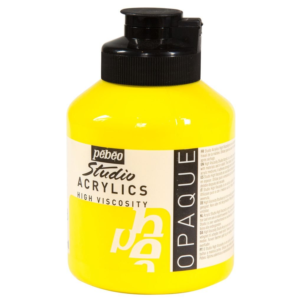Pebeo High Viscosity Studio Acrylics - Opaque Primary Yellow (48) - Jar of 500 ML