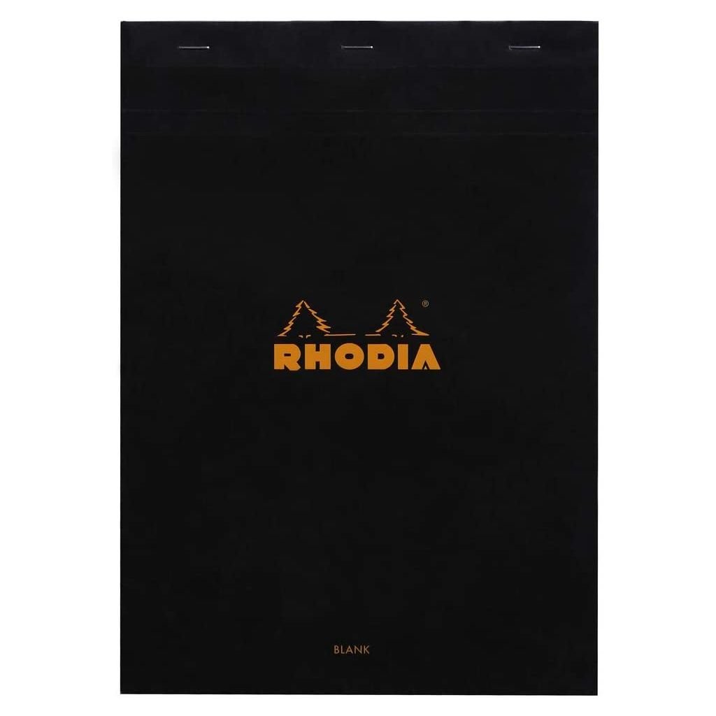 Rhodia - Basics Black No. 18 - Stapled - Blank Notepad - A4 (210 mm x 297 mm or 8.3