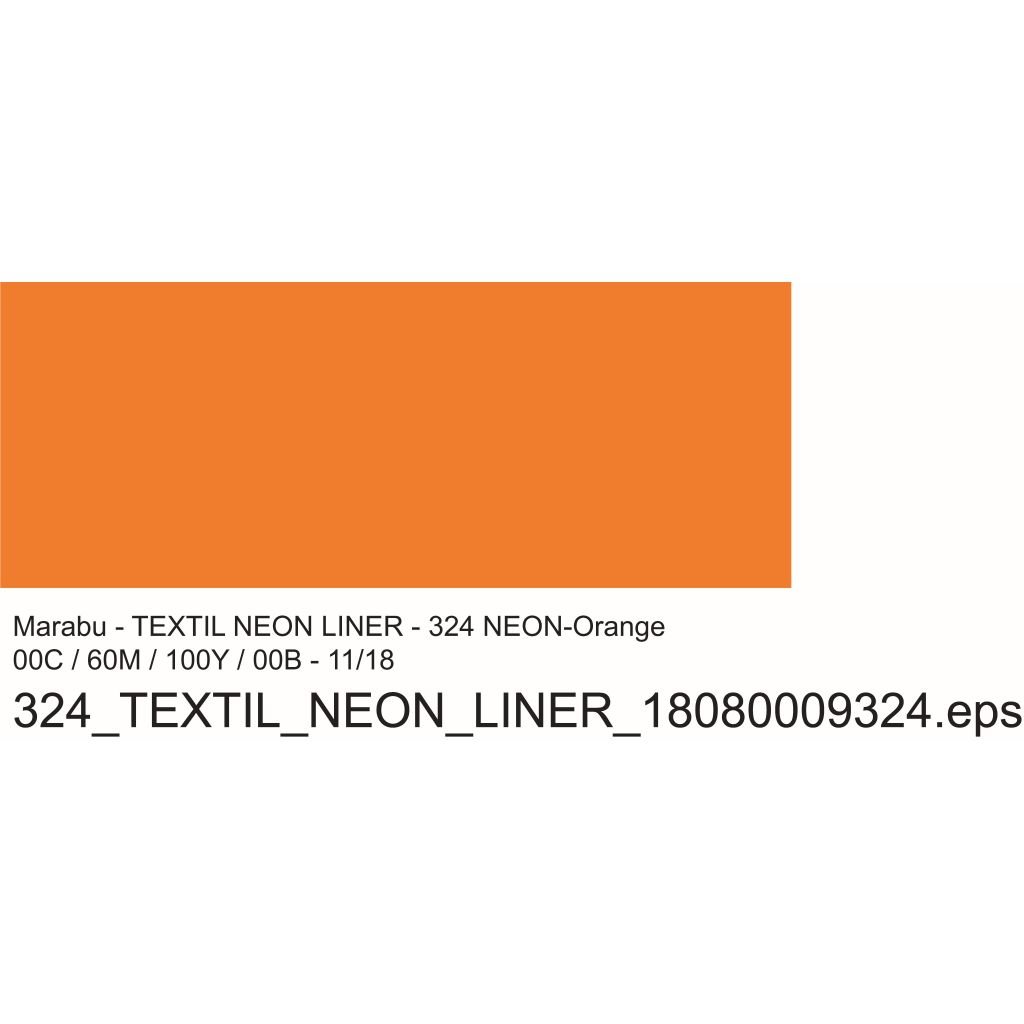 Marabu Textile Neon Liner - Fabric Paint - 25 ML - Orange (324)