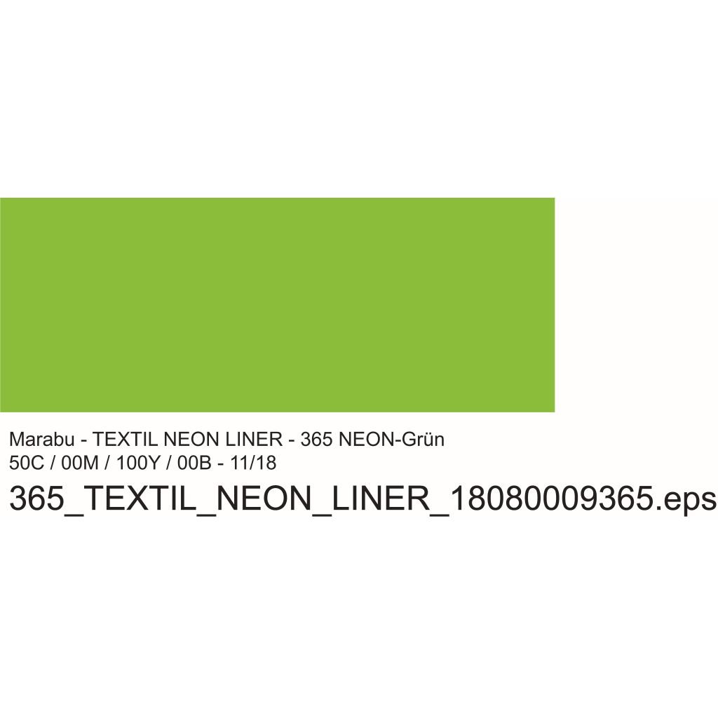 Marabu Textile Neon Liner - Fabric Paint - 25 ML - Green (365)