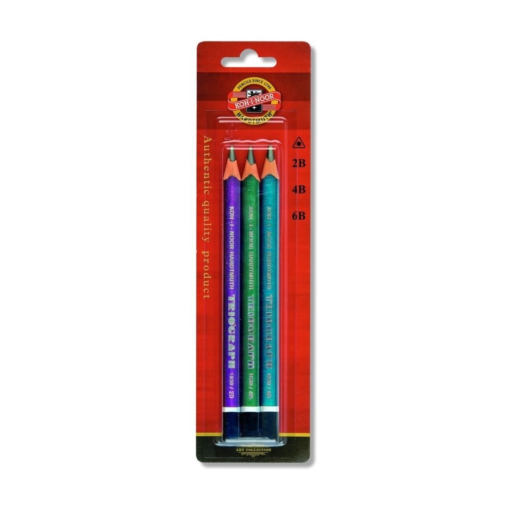 Koh-I-Noor Triograph Professional Graphite Pencil - 2B, 4B & 6B - Set of 3