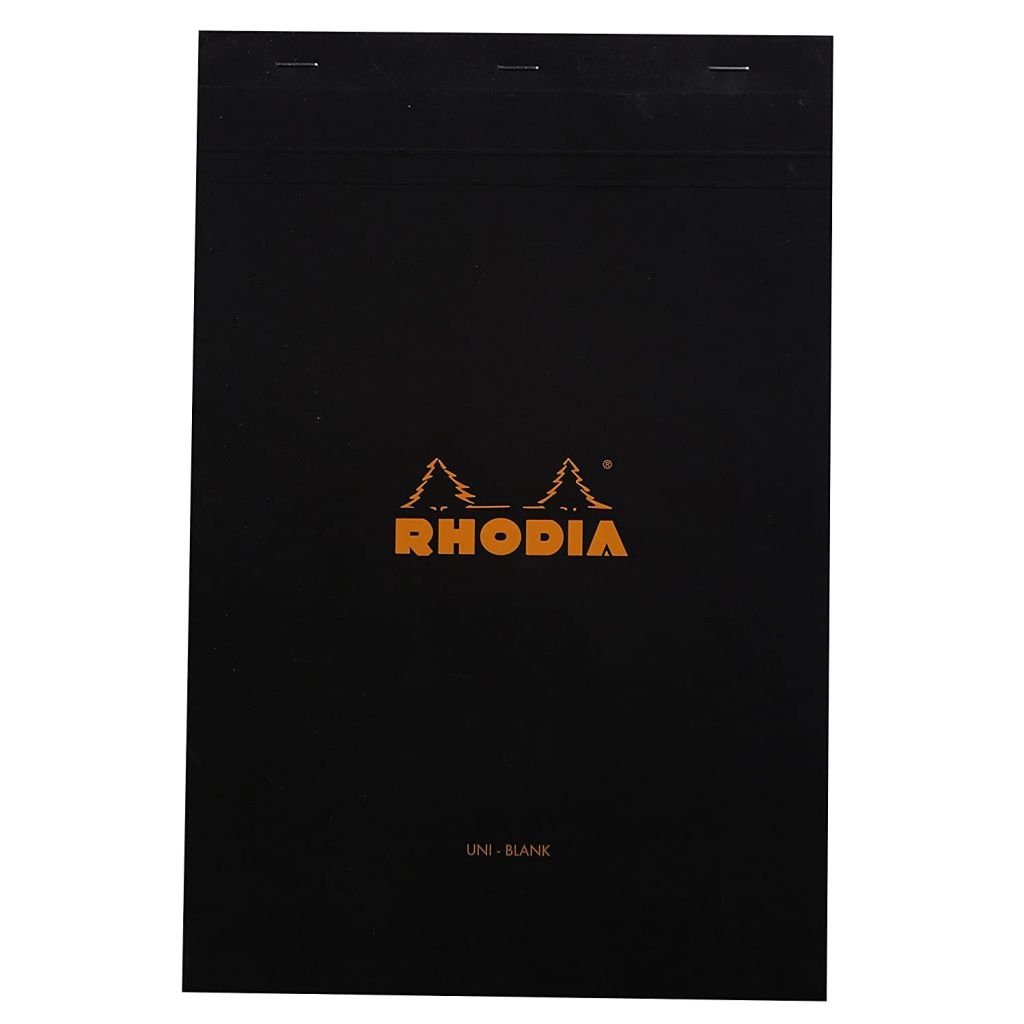 Rhodia - Basics Black No. 19 - Stapled - Blank Notepad - A4+ (210 mm x 318 mm or 8.3