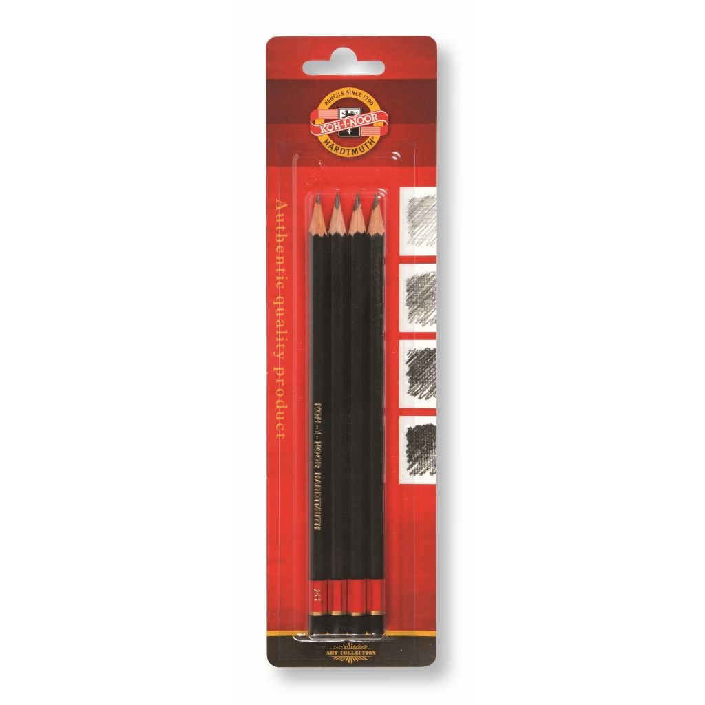 Koh-I-Noor Toison D'or Professional Graphite Pencil - Set of 2B / 4B / 6B & 8B in Blister Pack