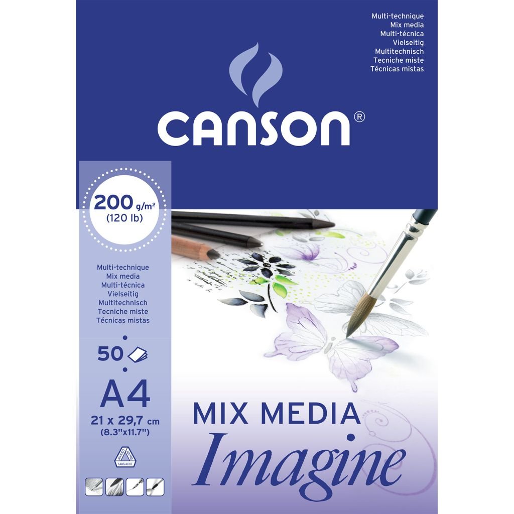 Canson Imagine Mix-Media - Light Grain 200 GSM - A4 (21.6 x 27.9 cm or 8.5 x 11