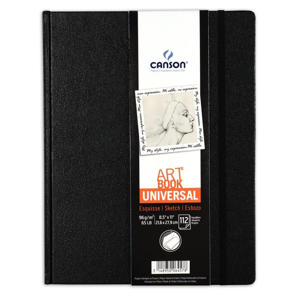 Canson Universal Art Book - Fine Grain 96 GSM - A4 (21.6 x 27.9 cm or 8.5 x 11'') - Hardcover 112 Sheets