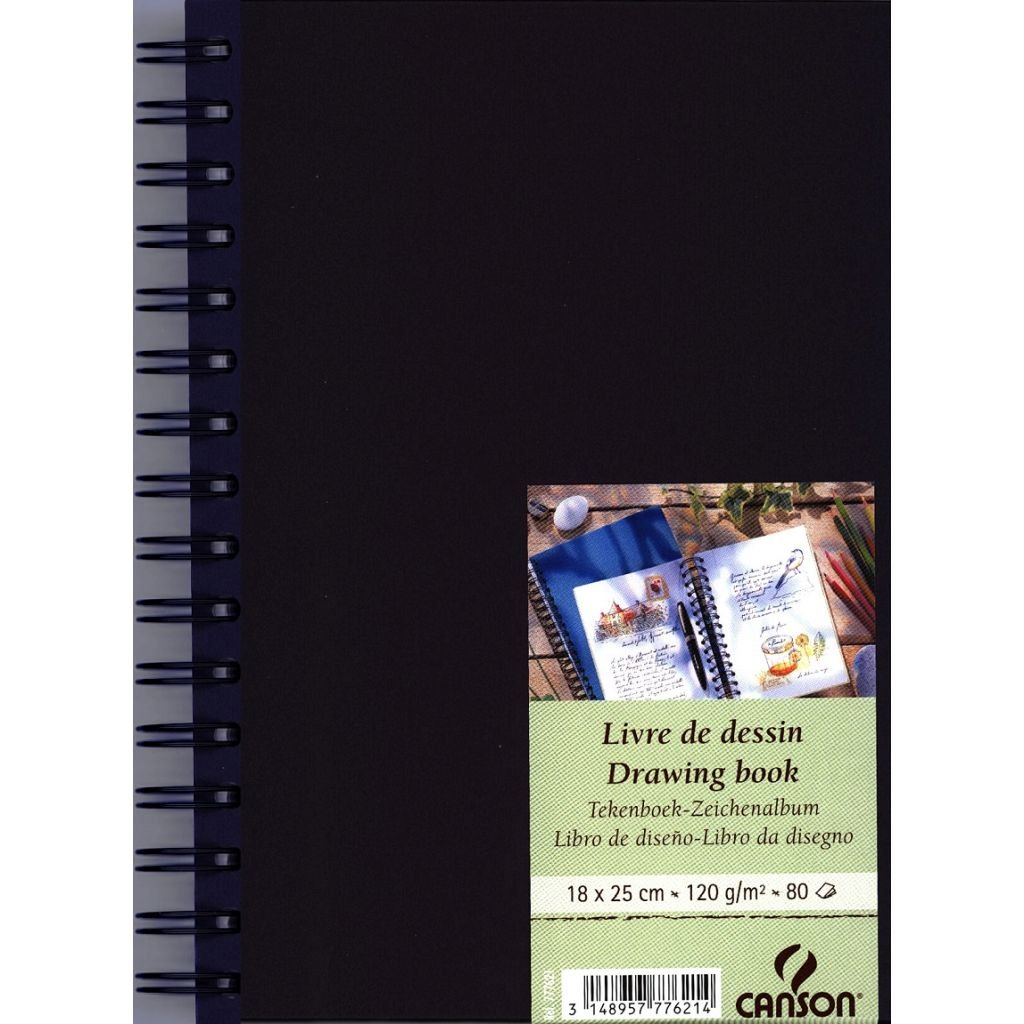 Canson Drawing Book - Fine Grain 120 GSM - 18 x 25 cm or 7.1 x 9.8'' - China Blue Cover Art Book of 80 Sheets