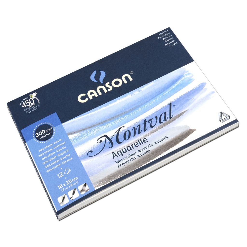 Canson Montval 300 GSM 18 x 25 cm Pad of 12 Fine Grain Sheets