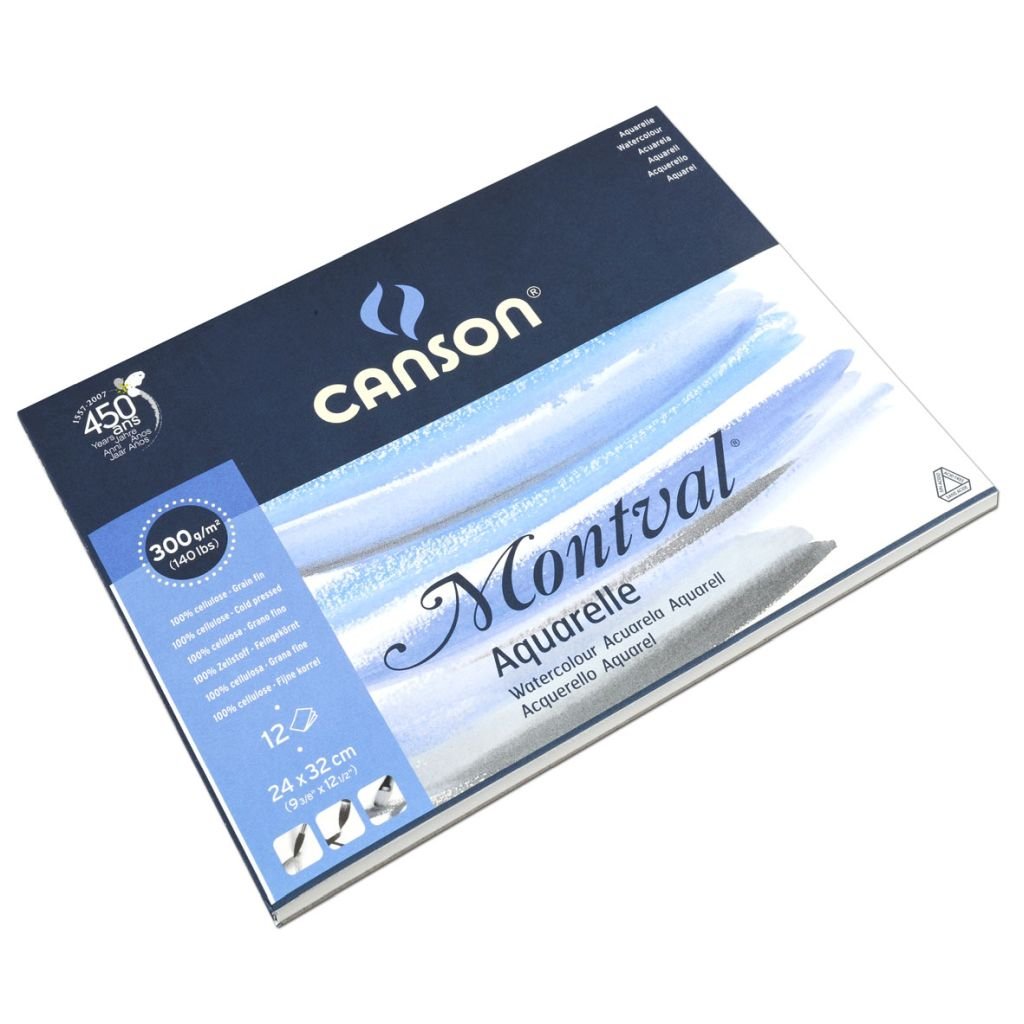 Canson Montval 300 GSM 24 x 32 cm Pad of 12 Fine Grain Sheets