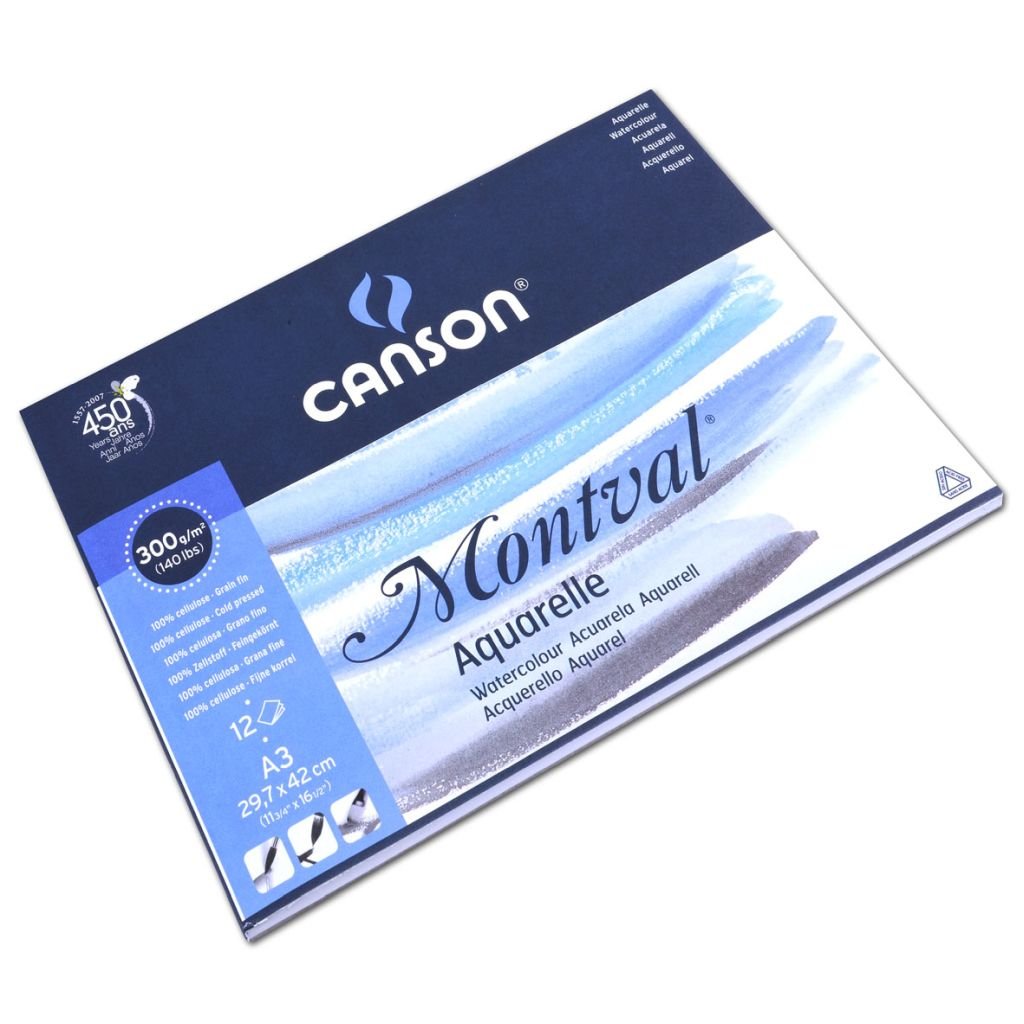 Canson Montval 300 GSM A3 Pad of 12 Fine Grain Sheets