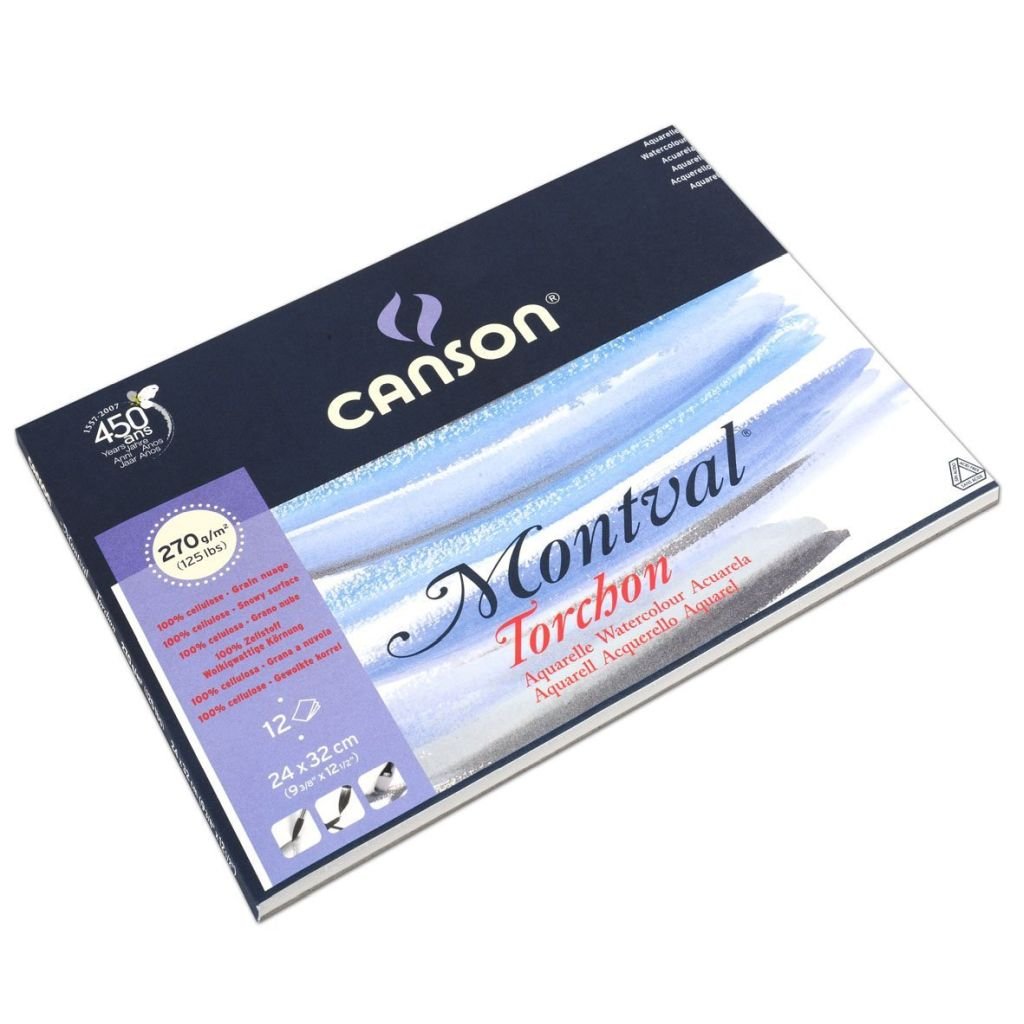 Canson Montval 270 GSM 24 x 32 cm Pad of 12 Rough / Snowy Grain Sheets