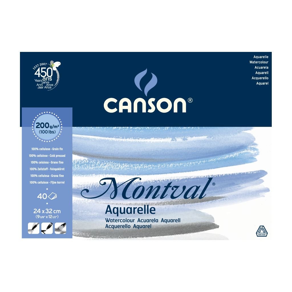 Canson Montval 200 GSM 24 x 32 cm Pad of 40 Fine Grain Sheets