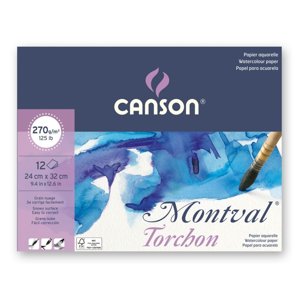 Canson Montval 270 GSM 24 x 32 cm Album of 12 Rough / Snowy Grain Sheets