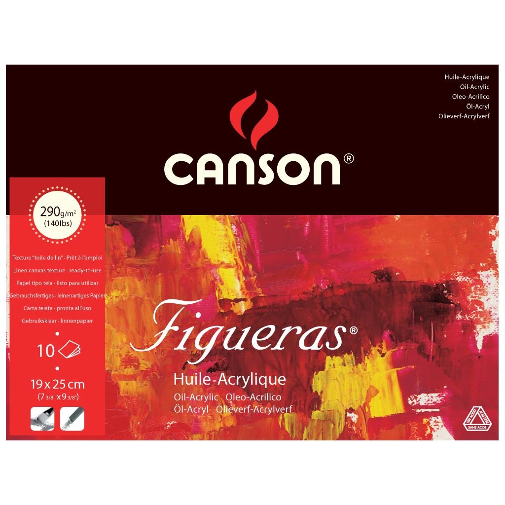 Canson Figueras Oil Paper - Canvas Grain 290 GSM - 19 x 25 cm or 7.3 x 9.37'' - Pad of 10 Sheets